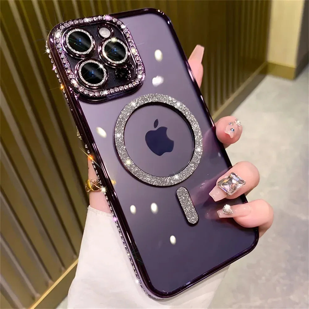 Luxury Glitter Diamond Magnetic Case for iPhone 11-17 Pro Max