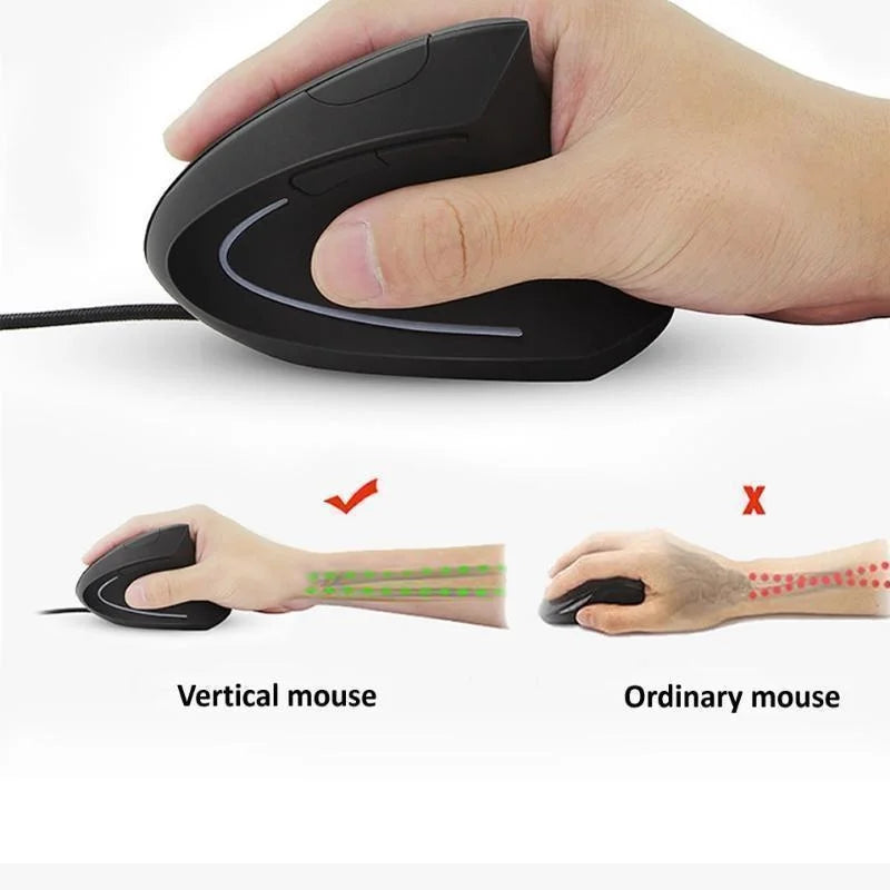 Zyvomart Ergonomic Vertical RGB Wired Gaming Mouse 3200DPI Optical Wrist Protector
