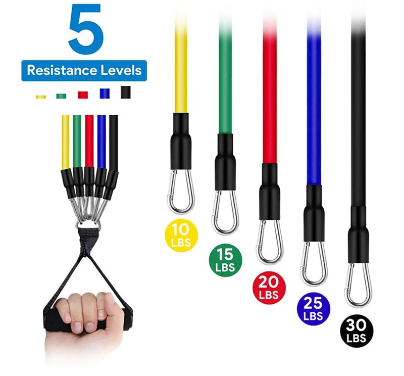 Zyvomart 11Pcs Pull Rope Resistance Bands Set Portable Gym Fitness Equipment