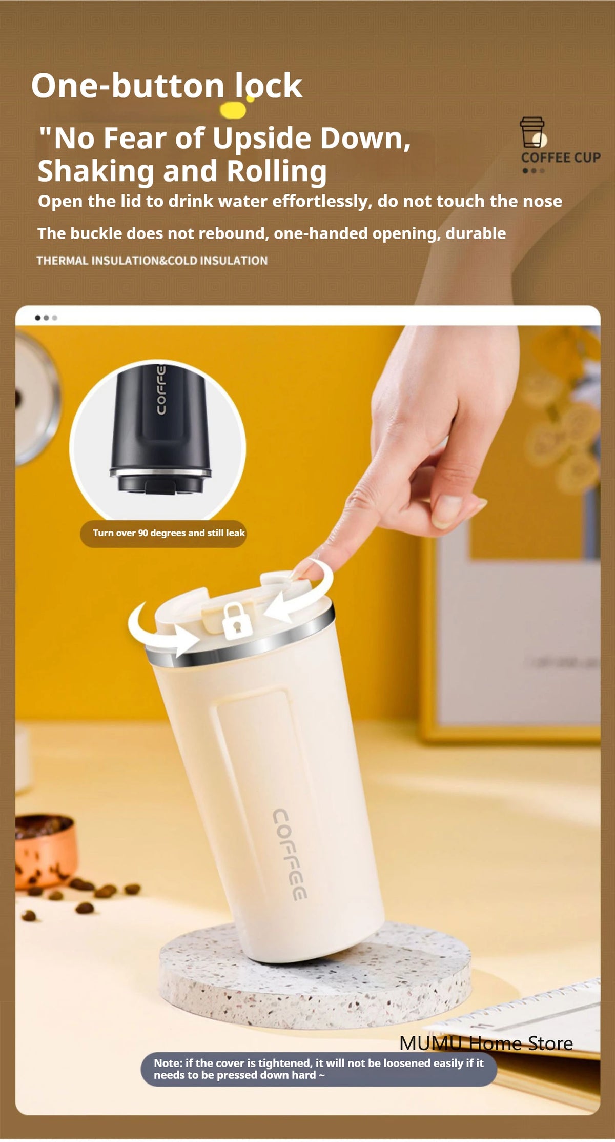 Insulated Stainless Steel Travel Coffee Mug and Car Tumbler