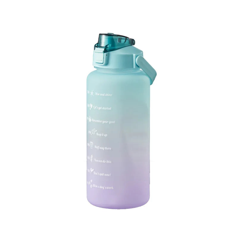 2L Large Capacity Sports Water Bottle with Straw and Time Marker