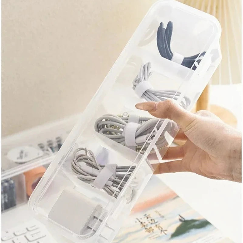Zyvomart Transparent Data Cable Organizer Box Dustproof Desk Clutter Case