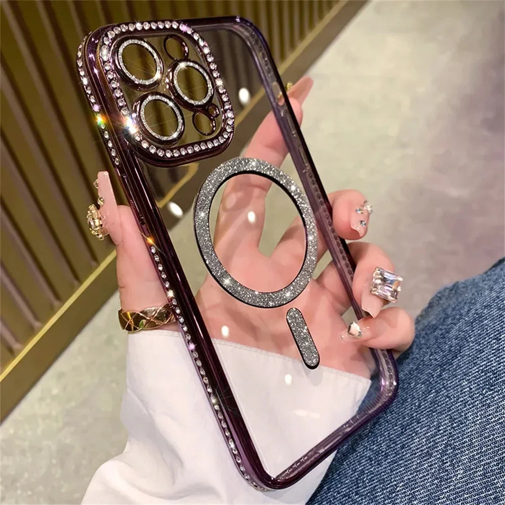 Luxury Glitter Diamond Magnetic Case for iPhone 11-17 Pro Max