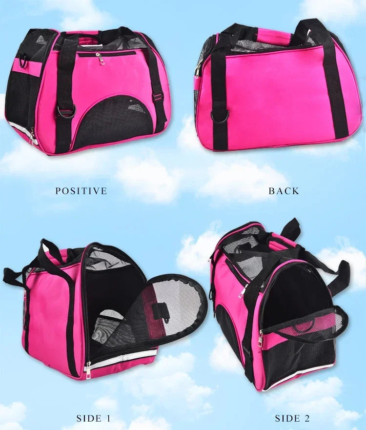 Zyvomart Portable Foldable Pet Carrier Bag - Breathable Mesh Travel Transport Handbag for Cats & Dogs