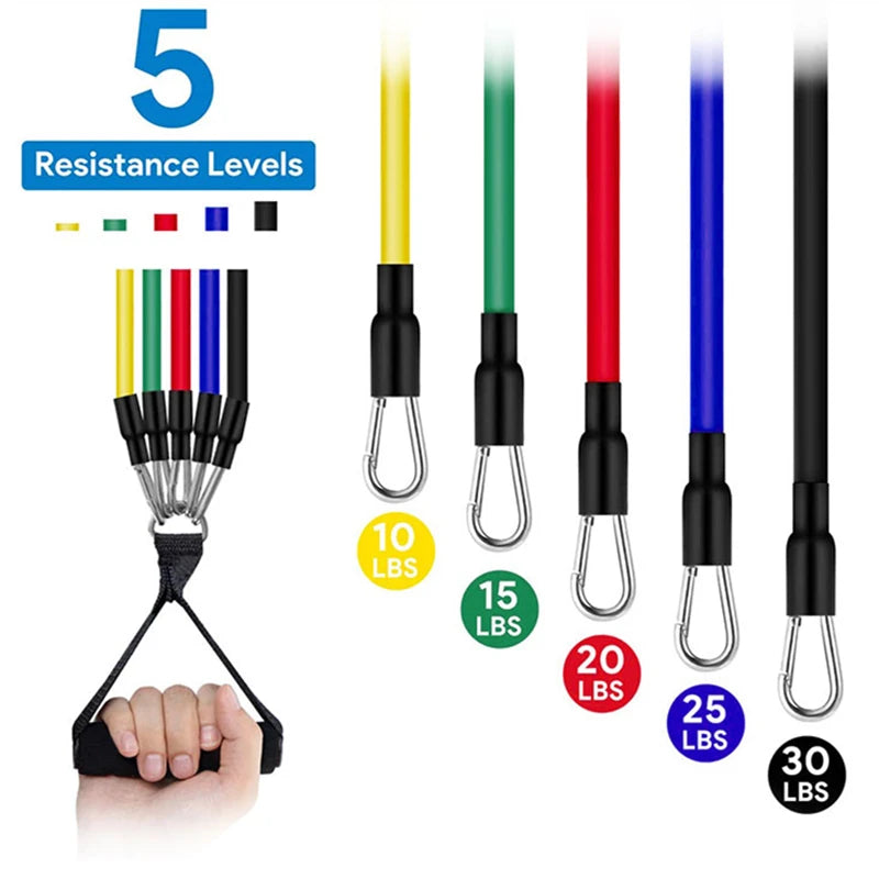 Zyvomart 11Pcs Pull Rope Resistance Bands Set Portable Gym Fitness Equipment