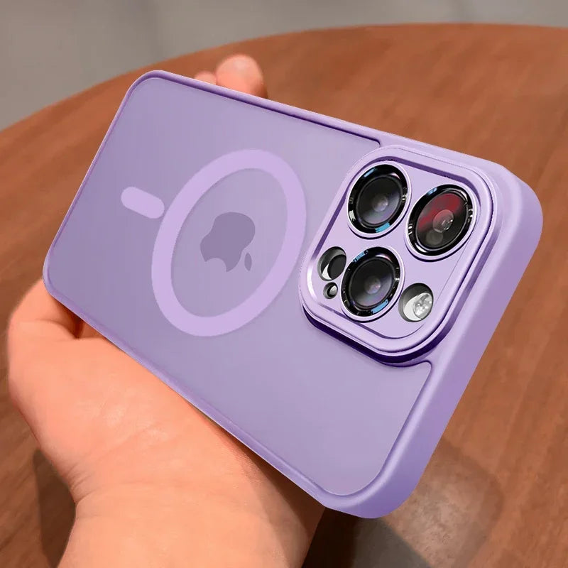 Matte Translucent Magnetic Case for iPhone 12-18 Pro Max with Lens Protector