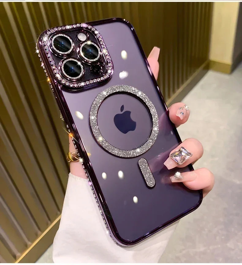 Luxury Glitter Diamond Magnetic Case for iPhone 11-17 Pro Max