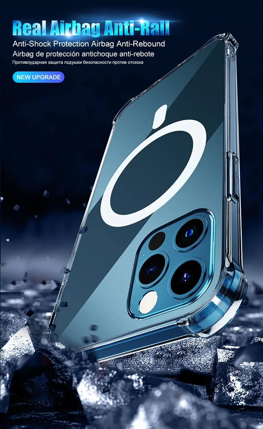 Clear Acrylic Magnetic Shockproof Case for iPhone 11-18 Pro Max
