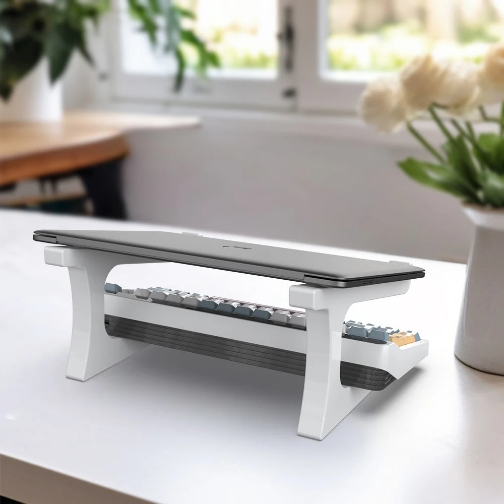 Zyvomart Portable Ergonomic Laptop Stand with Keyboard Mount Desktop Lift
