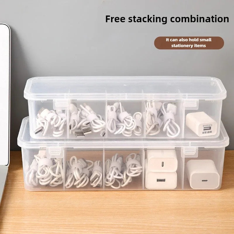Zyvomart Transparent Data Cable Organizer Box Dustproof Desk Clutter Case