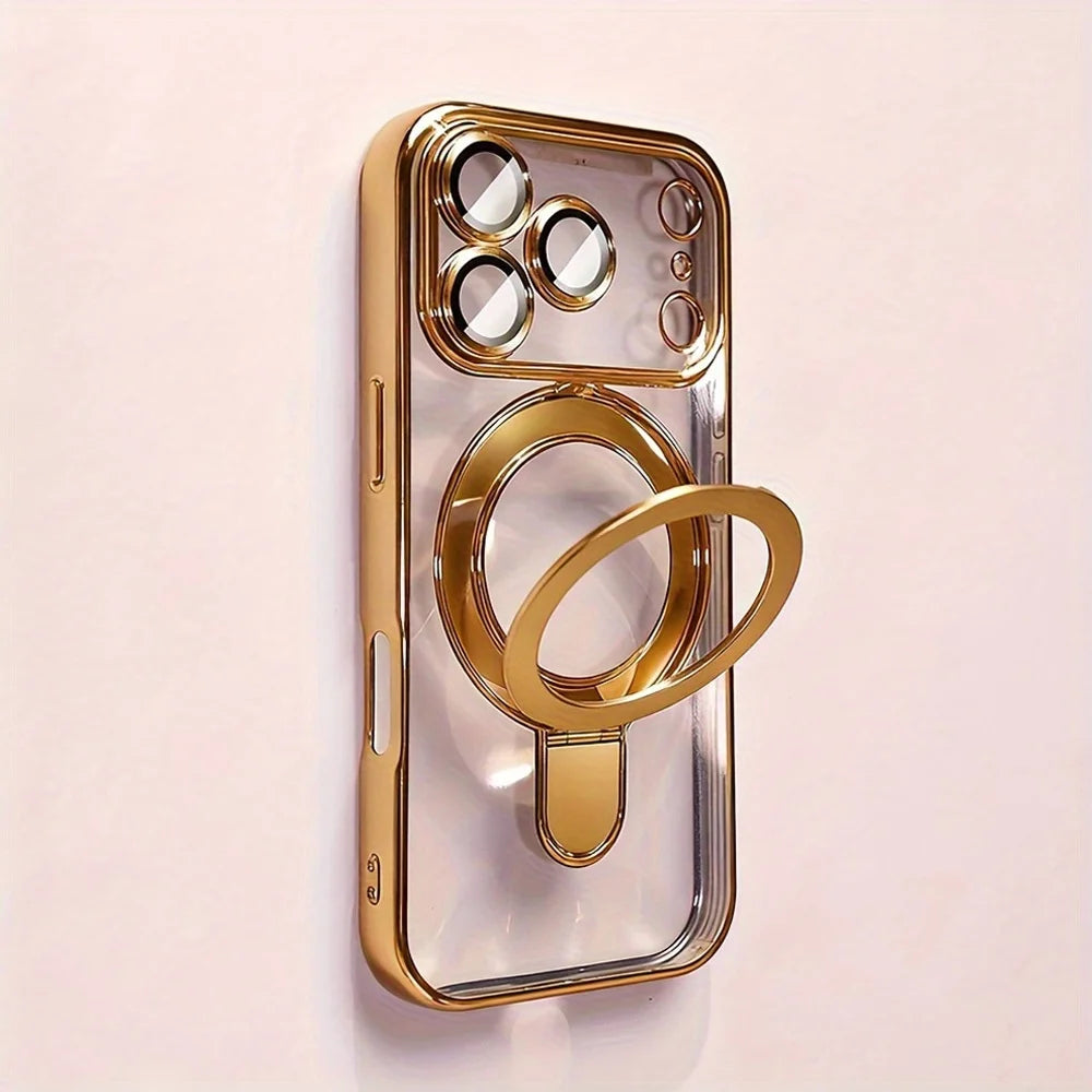 Magnetic Wireless Charging Phones Case with Lens Protection Bracket for iPhones