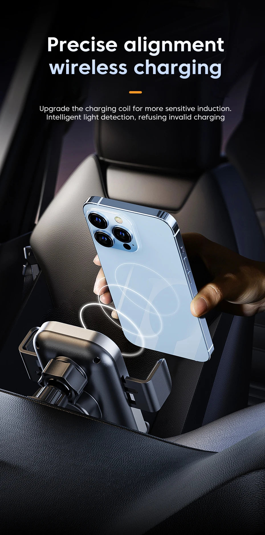 Zyvomart Intelligent Sensing 15W Fast Wireless Car Charger Mount Phone Holder