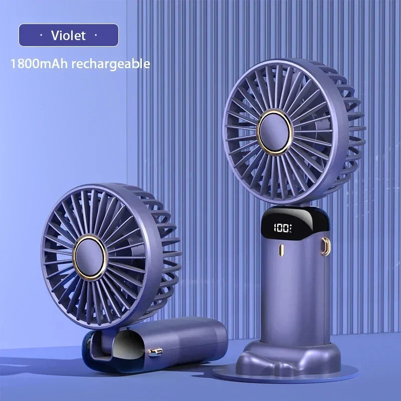Zyvomart 5-Speed Foldable Neck Hanging Mini Fan with LED Display Screen