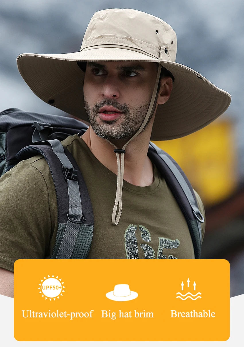 Zyvomart Men's Summer Bucket Hat Mesh Breathable Wide Brim Anti UV Fishing Cap