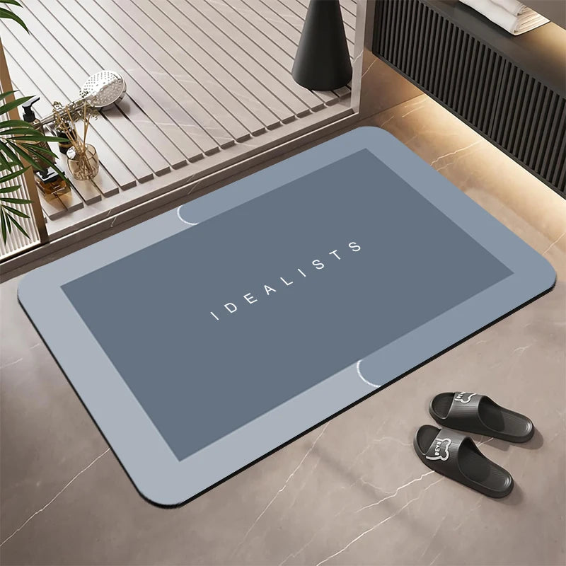 Super Absorbent Diatomite Bath Mat - Quick Dry Non-Slip Floor Rug
