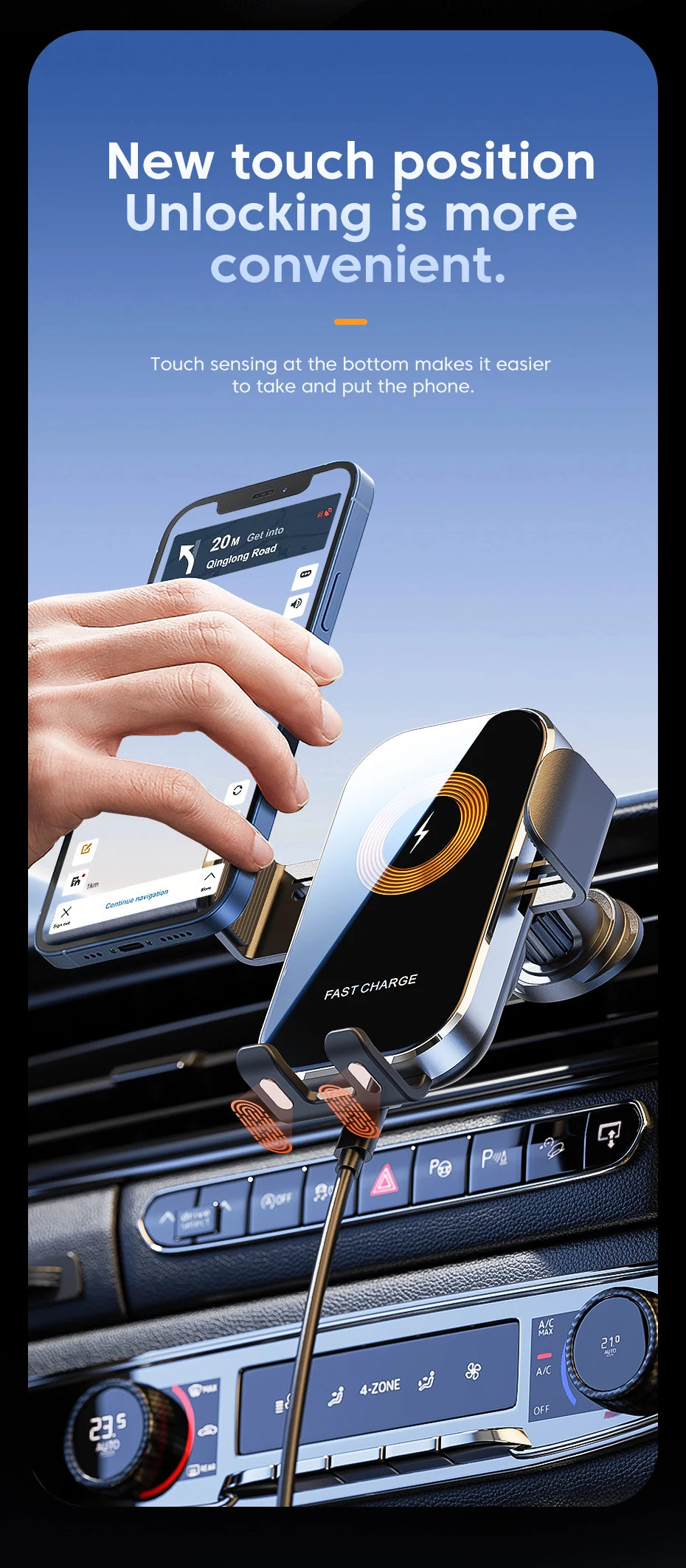 Zyvomart Intelligent Sensing 15W Fast Wireless Car Charger Mount Phone Holder