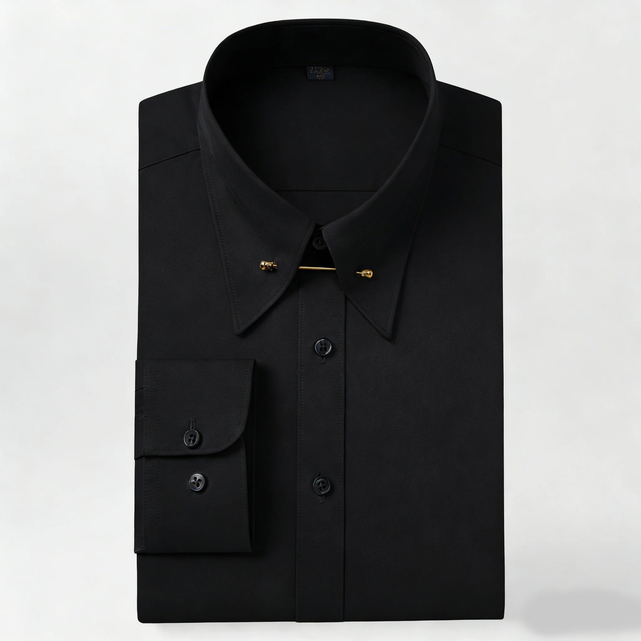 Zyvomart Men's Embroidered French Cufflinks Dress Shirt with Collar Pins