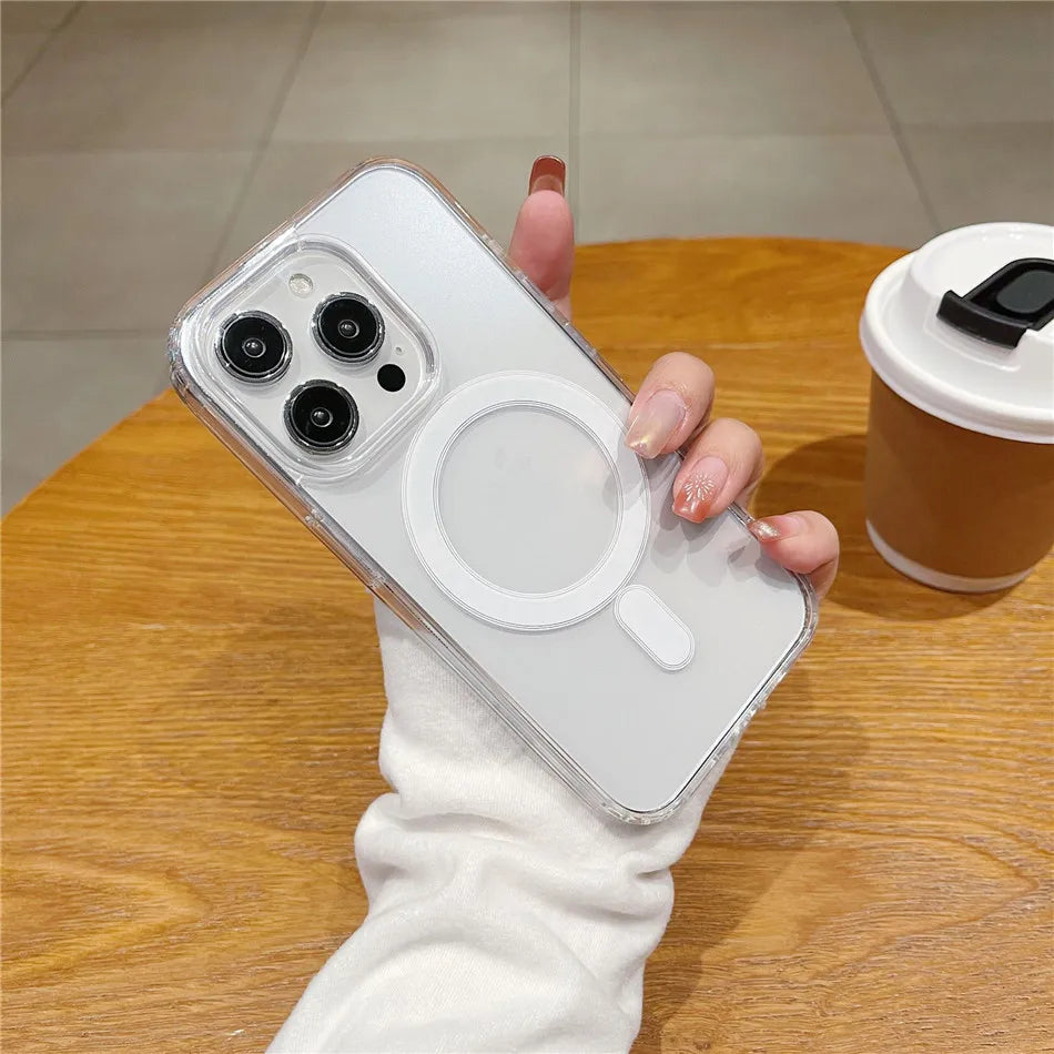 Zyvomart Ultra-Clear Magnetic Case with Shockproof Wireless Charging for iPhone