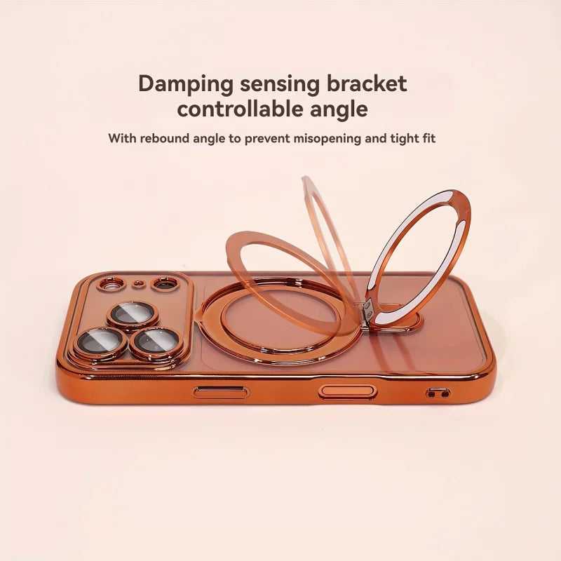 Magnetic Wireless Charging Phones Case with Lens Protection Bracket for iPhones