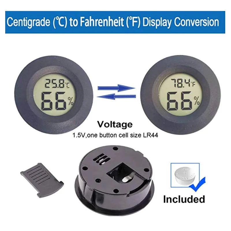 Mini Round Digital Hygrometer Thermometer with LCD Display