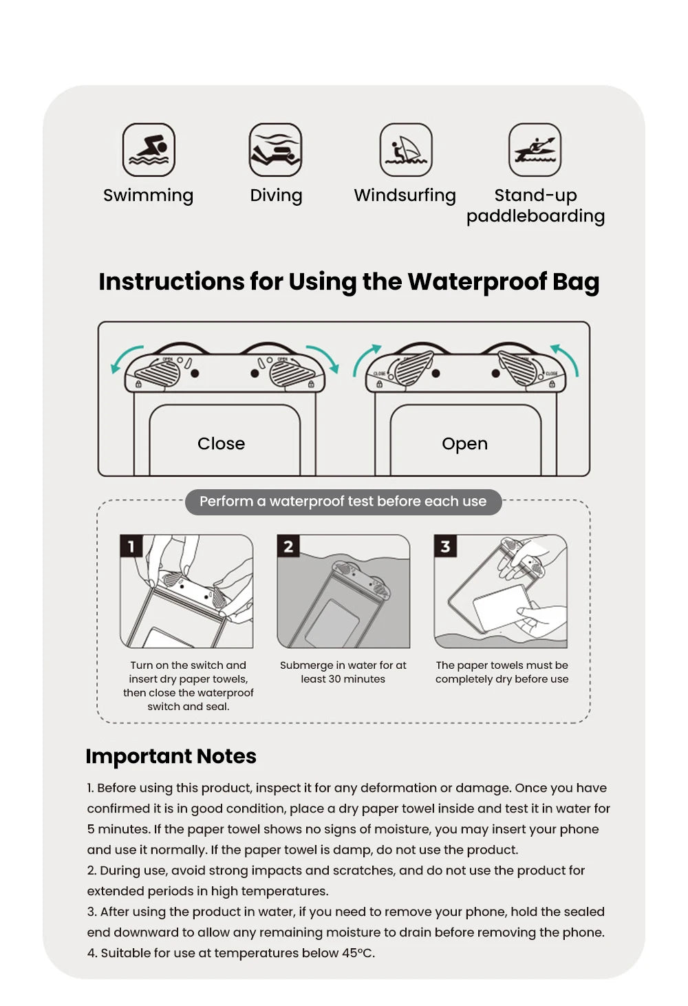 Zyvomart 7.5 Inch Touchscreen Mobile Phone Waterproof Bag for Swimming Diving