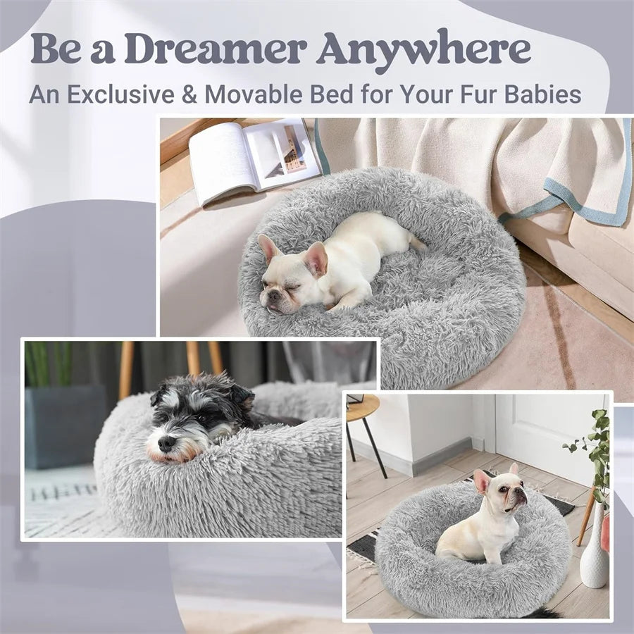 Zyvomart Soft Plush Round Donut Cat & Dog Calm Bed Washable Pad