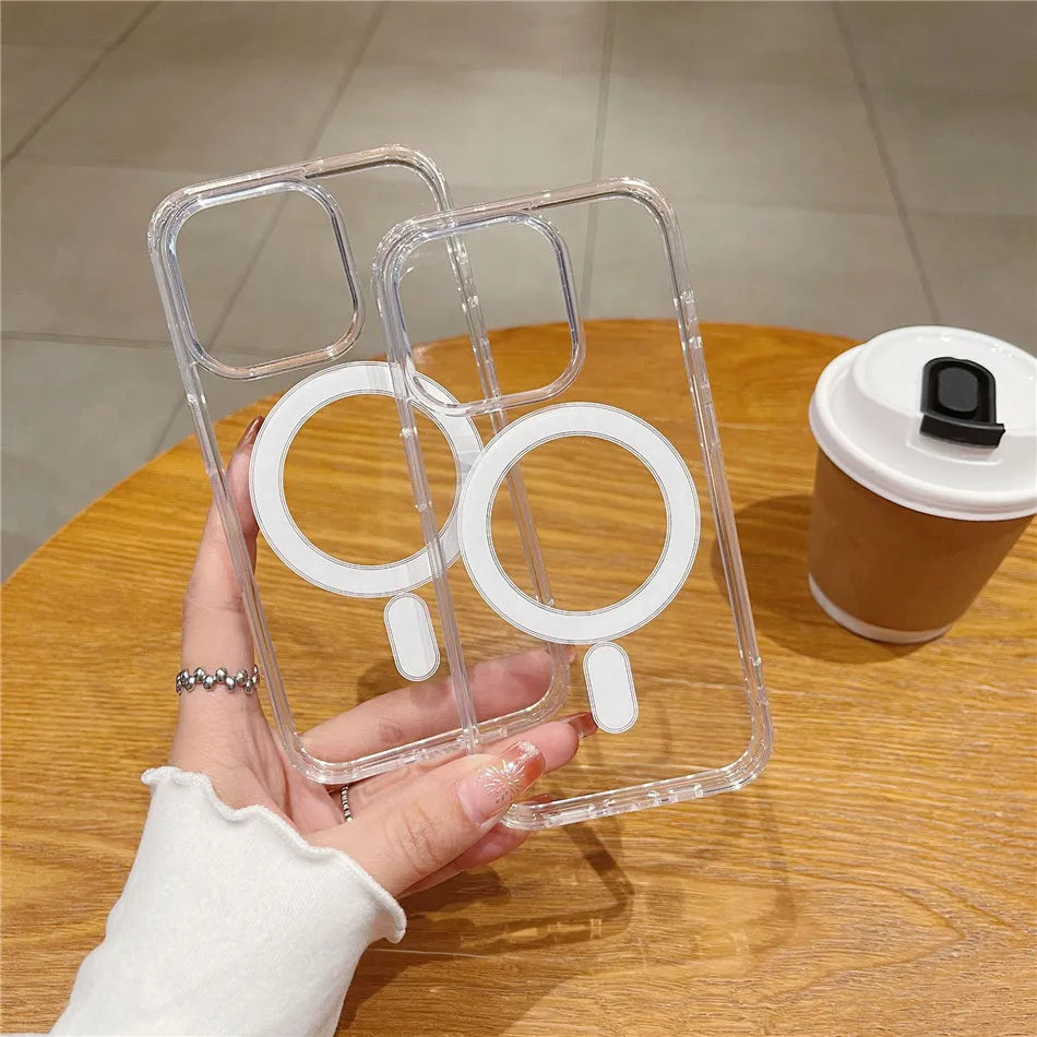 Zyvomart Ultra-Clear Magnetic Case with Shockproof Wireless Charging for iPhone