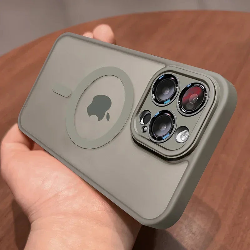 Matte Translucent Magnetic Case for iPhone 12-18 Pro Max with Lens Protector