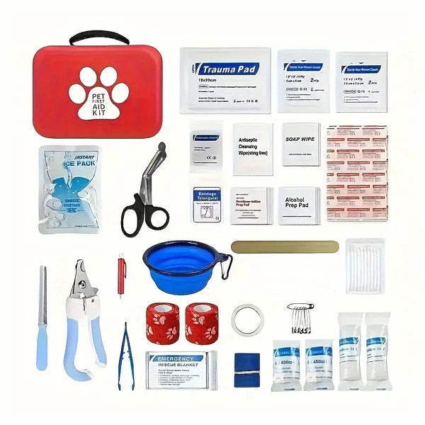 Zyvomart Compact Pet First Aid Kit for Dogs & Cats - Emergency Supplies for Camping & Backpacks