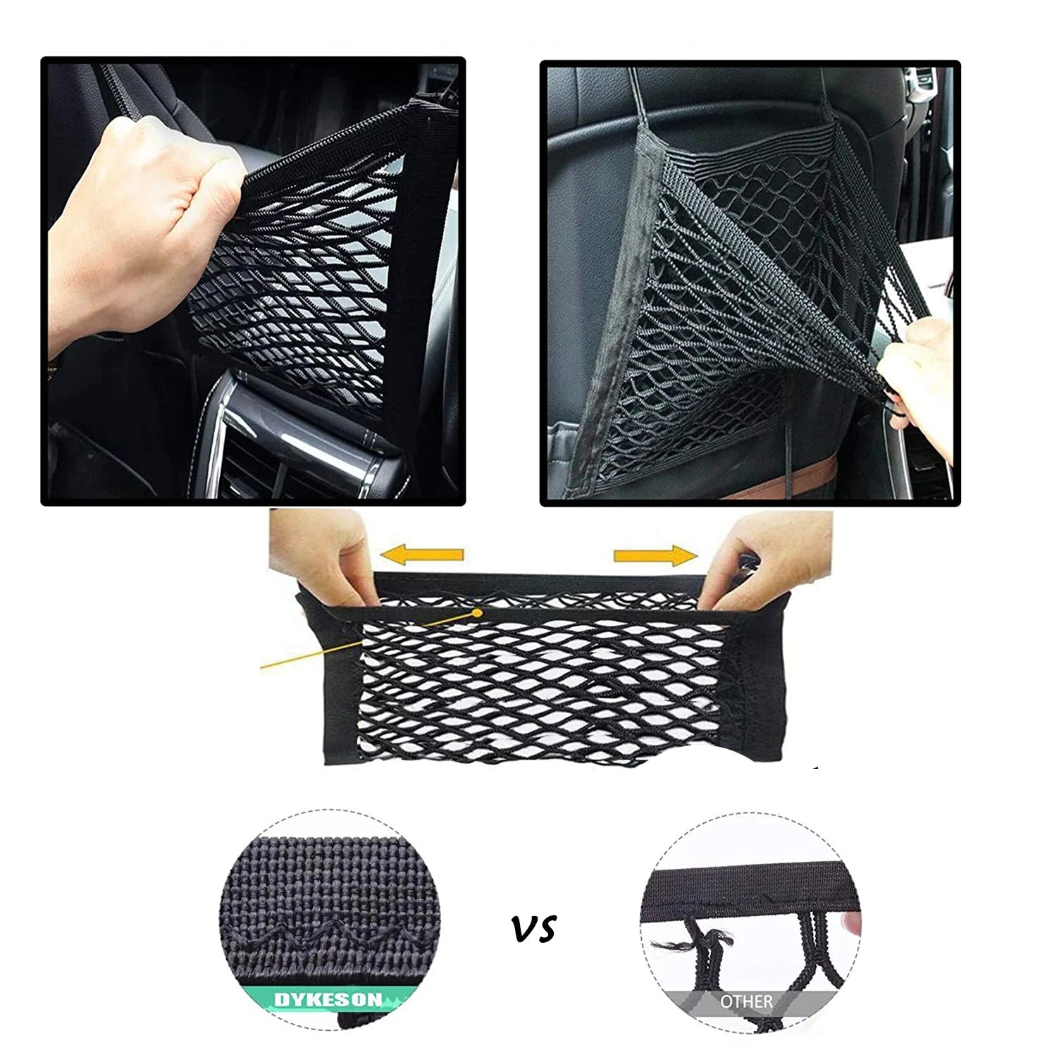 Zyvomart 3-Layer Elastic Mesh Car Storage Net Bag - Auto Interior Seat Organizer & Pet Barrier