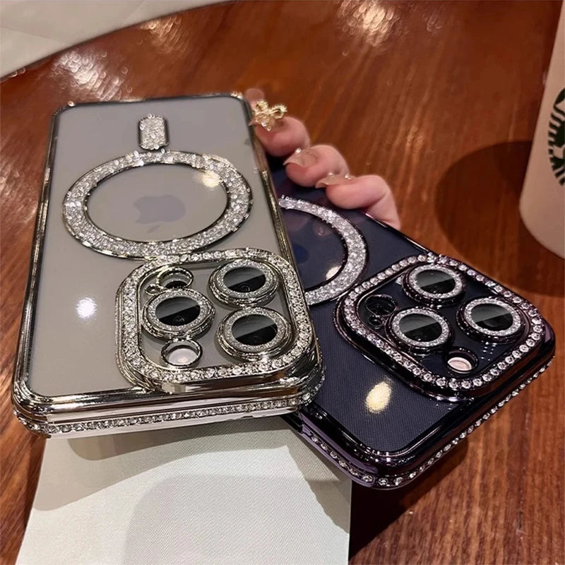Luxury Glitter Diamond Magnetic Case for iPhone 11-17 Pro Max