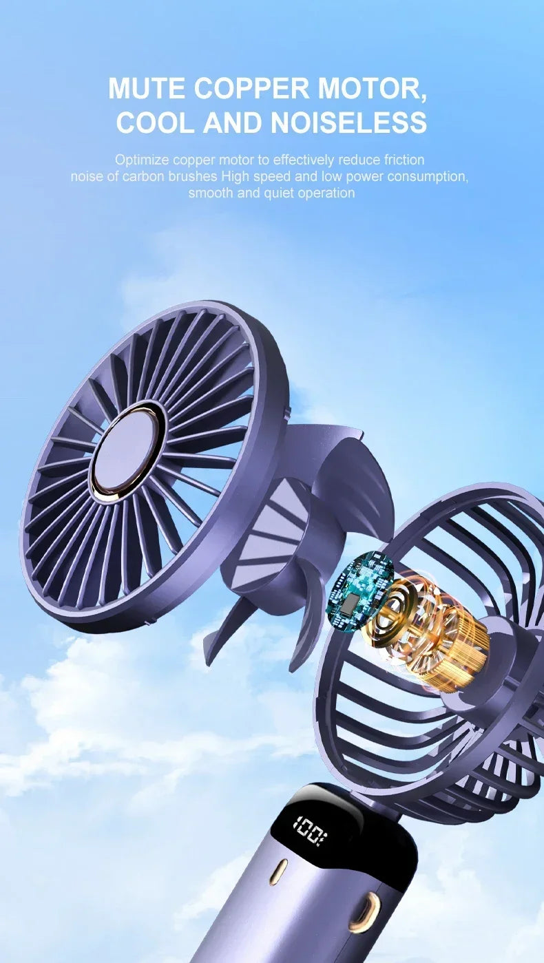 Zyvomart 5-Speed Foldable Neck Hanging Mini Fan with LED Display Screen
