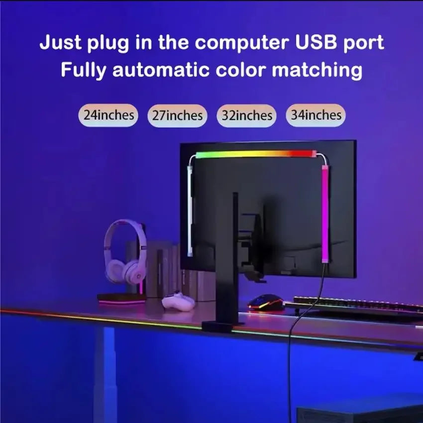 Zyvomart RGBIC Bluetooth Computer Screen Monitor Light Strip App Control