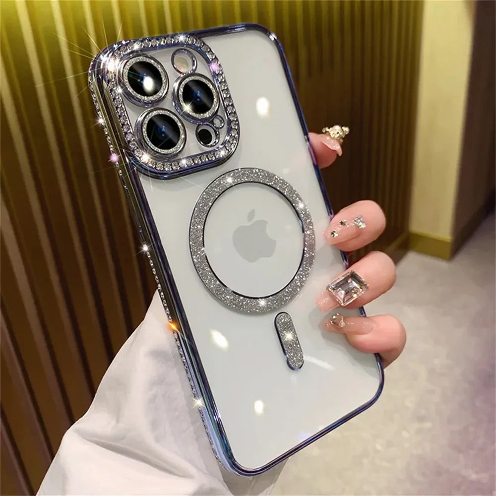 Luxury Glitter Diamond Magnetic Case for iPhone 11-17 Pro Max