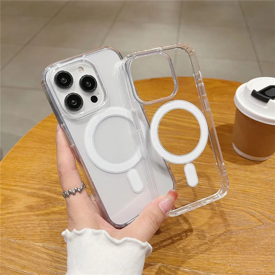 Zyvomart Ultra-Clear Magnetic Case with Shockproof Wireless Charging for iPhone