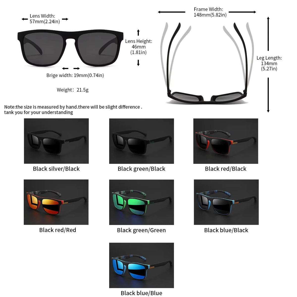 Zyvomart Men's Classical Square Polarized Sports Sunglasses UV400 PC Frame