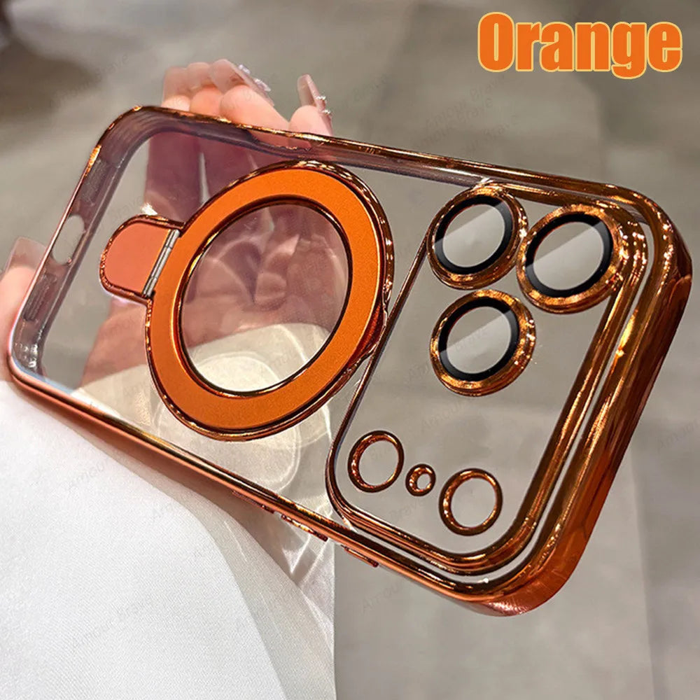Clear Acrylic Magnetic Stand Case for iPhone 11-17 Pro Max