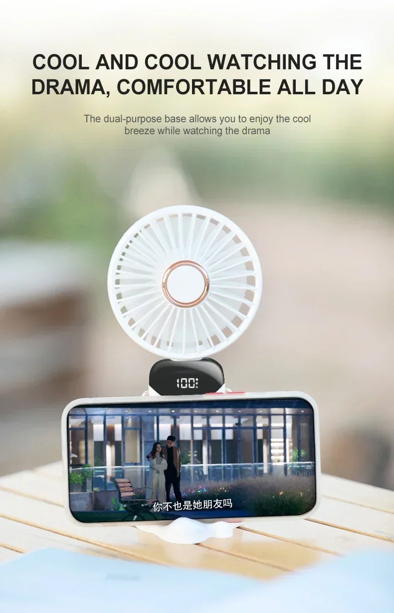 Zyvomart 5-Speed Foldable Neck Hanging Mini Fan with LED Display Screen