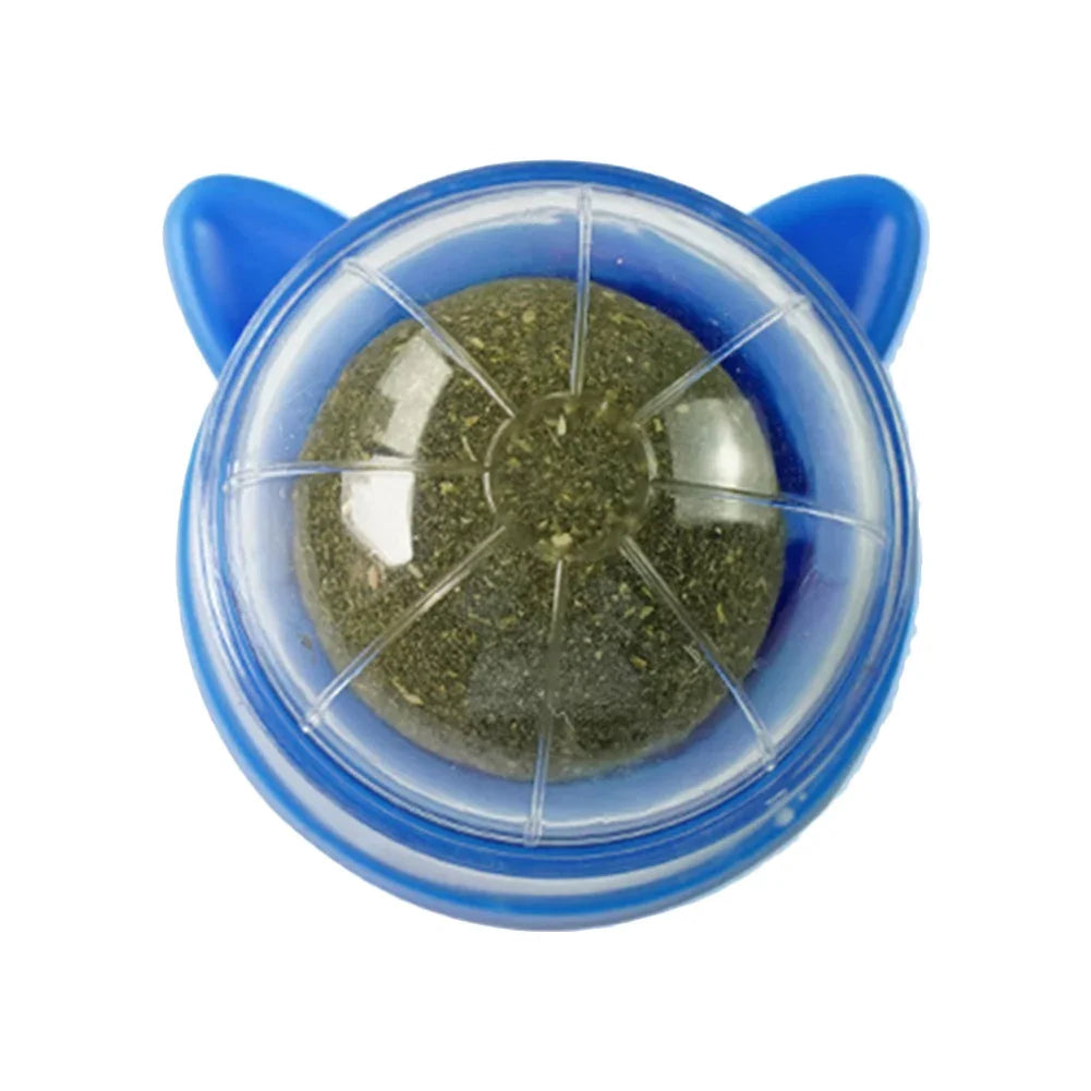 Zyvomart Rotatable Catnip Wall Ball Toy with Cat Grass & Scratcher - Teeth Cleaning Snack Ball