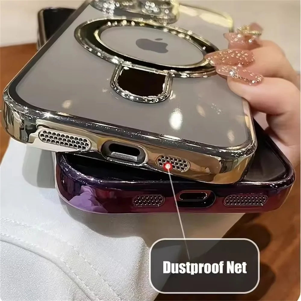 Clear Acrylic Magnetic Stand Case for iPhone 11-17 Pro Max