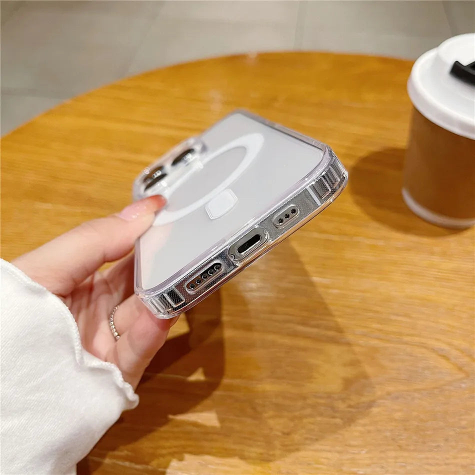 Zyvomart Ultra-Clear Magnetic Case with Shockproof Wireless Charging for iPhone