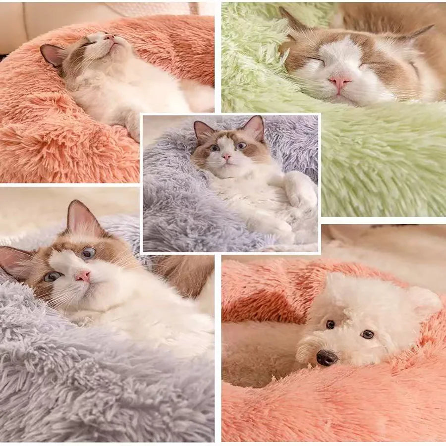 Zyvomart Soft Plush Round Donut Cat & Dog Calm Bed Washable Pad