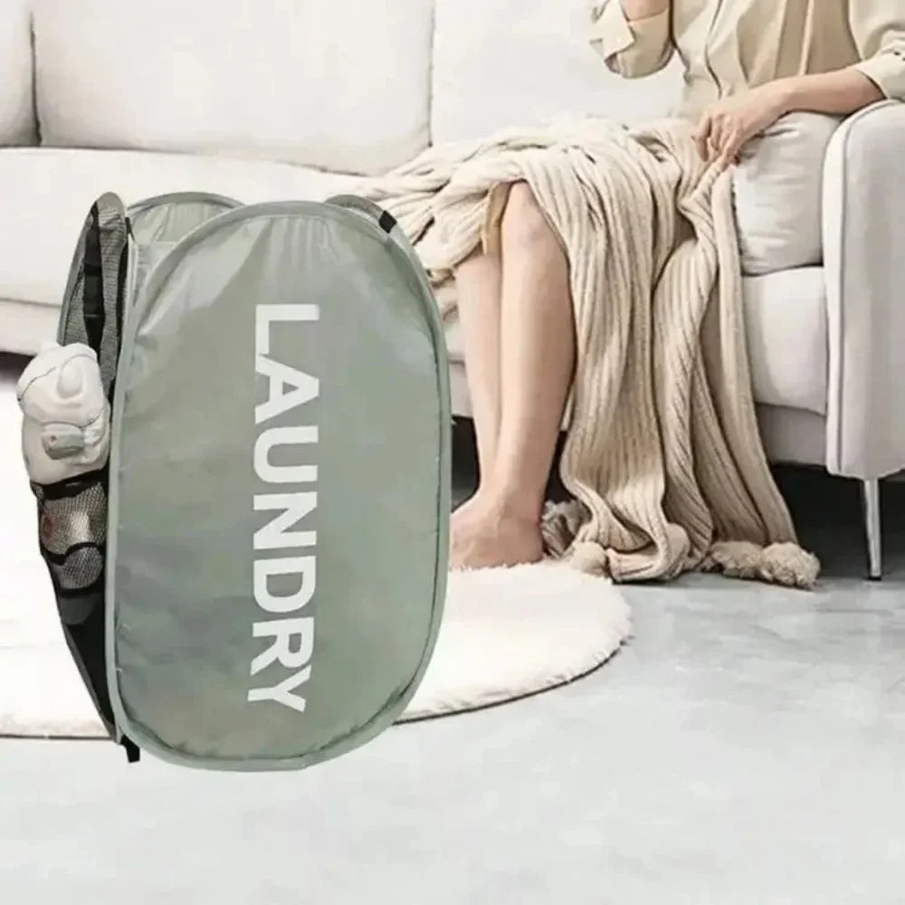 Collapsible Mesh Laundry Basket and Portable Storage Hamper
