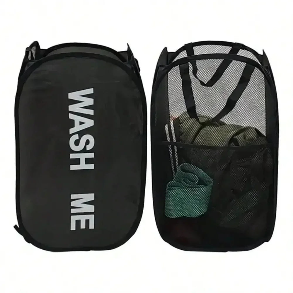 Collapsible Mesh Laundry Basket and Portable Storage Hamper