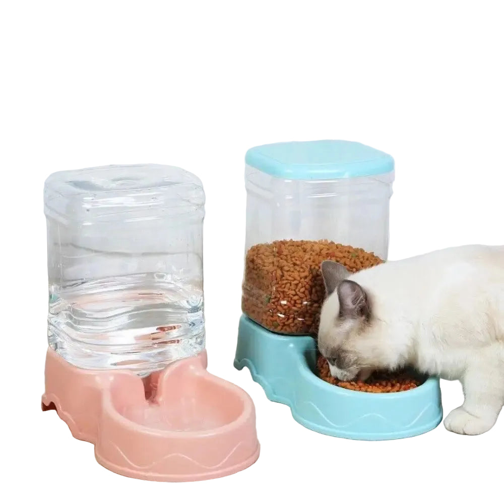Zyvomart 3.8L Automatic Pet Feeder & Water Fountain Dispenser Bowl for Cats & Dogs