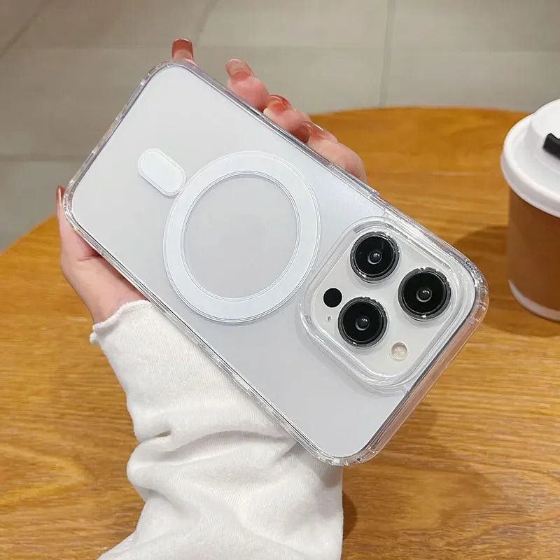 Zyvomart Ultra-Clear Magnetic Case with Shockproof Wireless Charging for iPhone