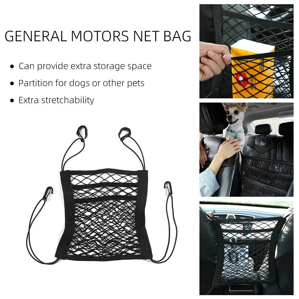 Zyvomart 3-Layer Elastic Mesh Car Storage Net Bag - Auto Interior Seat Organizer & Pet Barrier