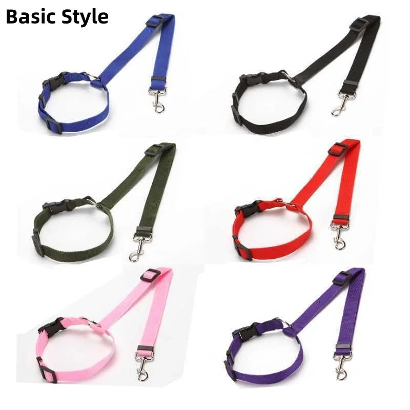 Zyvomart 2-in-1 Solid Dog Harness Leash & Adjustable Pet Car Backseat Safety Belt