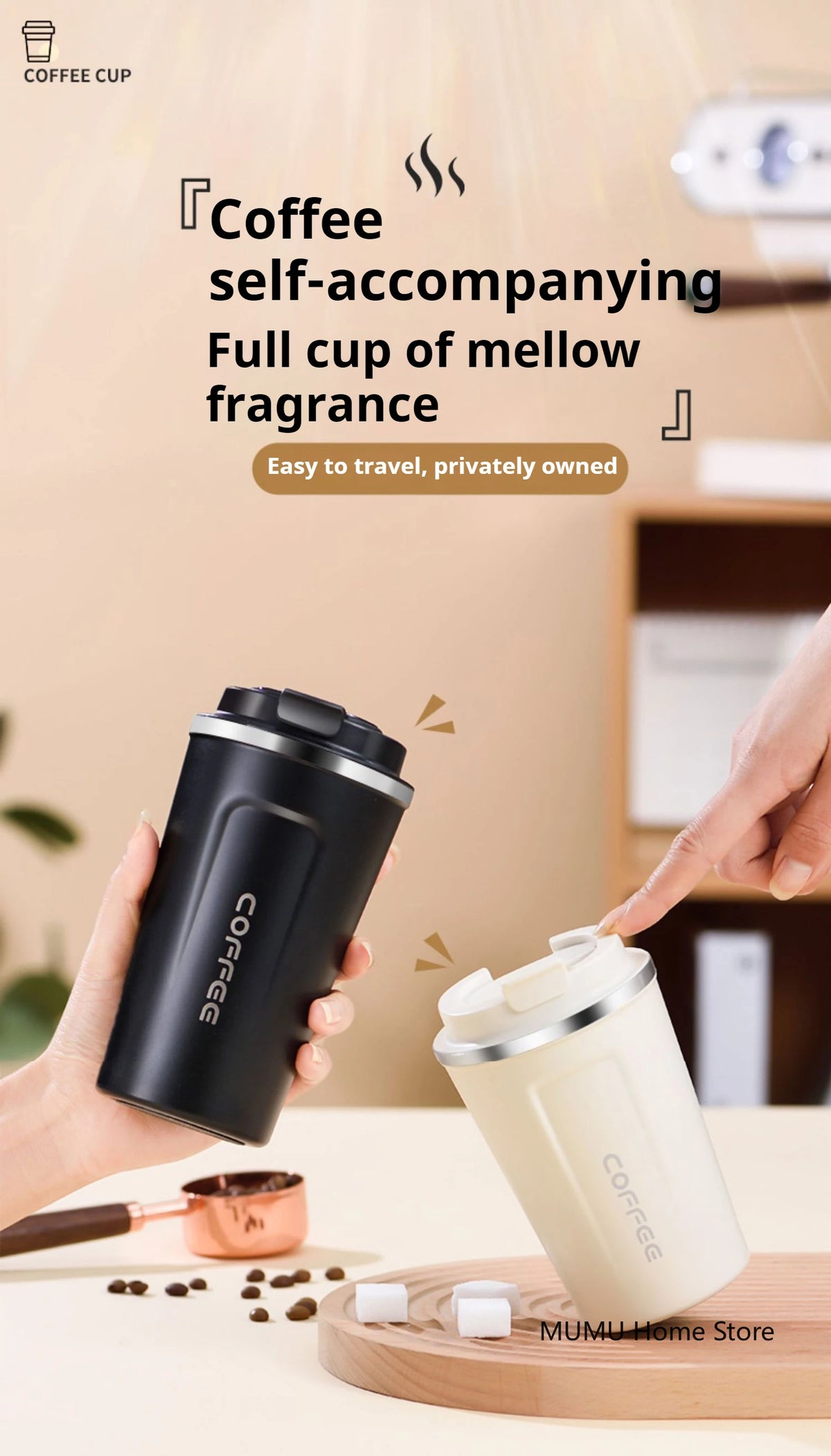 Insulated Stainless Steel Travel Coffee Mug and Car Tumbler