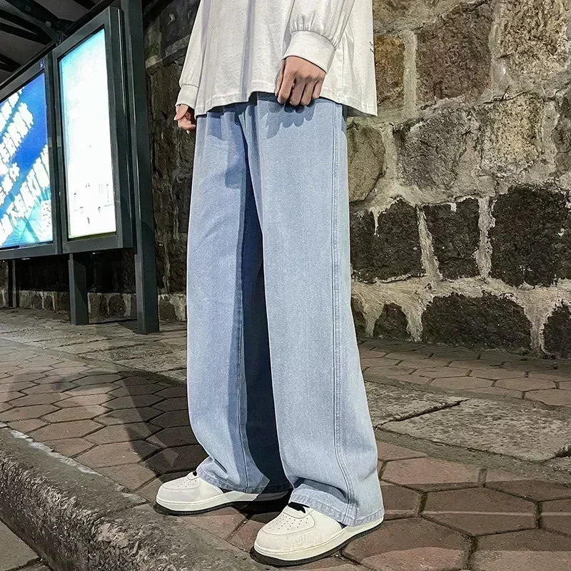 Zyvomart Men's Streetwear Loose Straight Wide Leg Jeans Korean Style Fashion